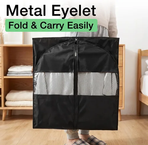 Miniatura 3 de Bolsas de vestir para vestidos, bolsas de ropa de 65 pulgadas de largo para colgar ropa, paquete de 3 fundas plegables con ventana transparente