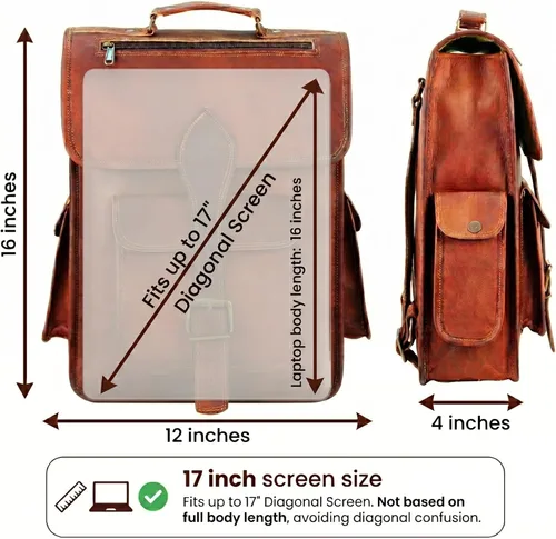 Miniatura 5 de Mochila para portátil de cuero genuino de grano superior para hombres y mujeres, mochila vintage hecha a mano, mochila de viaje, regalo para hombres