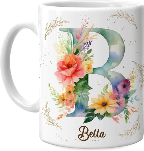 Miniatura 9 de Hyturtle Taza de café personalizada con inicial con nombre, monograma de cumpleaños, regalos de Navidad para niñas y mujeres, letra A del alfabeto