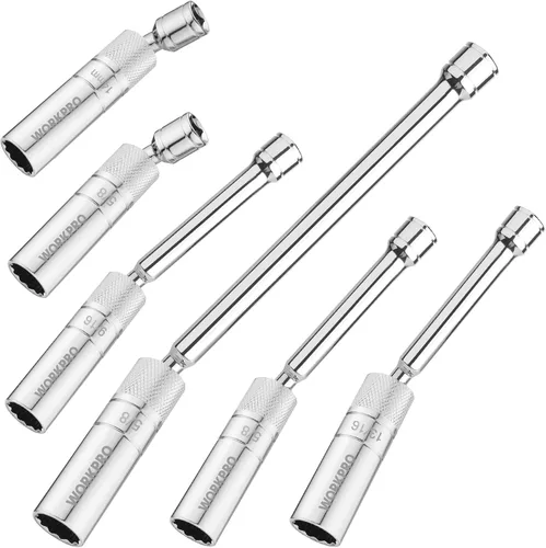Miniatura 9 de WORKPRO Enchufe magnético para bujías de 5/8 pulgadas con diseño magnético, enchufe giratorio de pared delgada para bujías, unidad de 3/8 pulgadas x