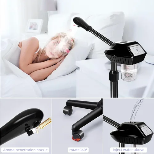 Miniatura 4 de Retain time Vaporizador facial, vaporizador facial sobre ruedas con más vapor, altura ajustable para vaporizador facial adecuado para el hogar