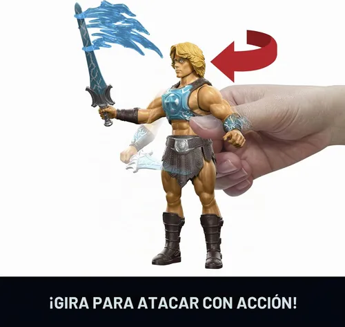 Miniatura 2 de Masters of the Universe Figura de la característica Power Sword Slash He-Man, movimiento de acción de giro y liberación, 5.5 pulgadas con accesorio