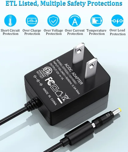 Miniatura 8 de SoulBay Reemplazo del cargador del adaptador de CA de 12V 1A con 8 puntas, cable de fuente de alimentación regulado para tira de luz LED, cámara