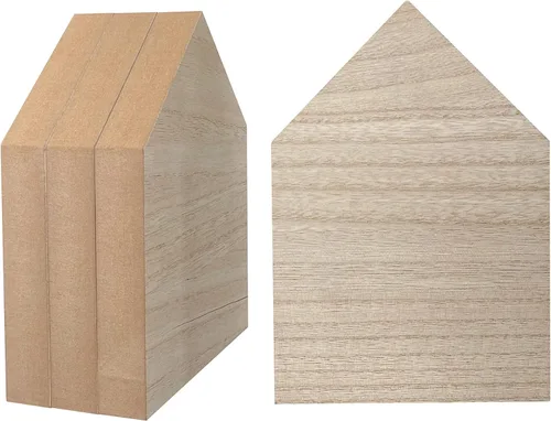 Miniatura 9 de Bloques en forma de casa de madera sin terminar de 6 pulgadas, 4 piezas para manualidades, casa de madera en blanco, letrero conmemorativo
