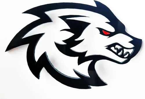 2 emblemas de logotipo de Hellwolf Wolf Redeye para guardabarros de automóvil (3.5 x 2.3 pulgadas, color de ojos rojos)