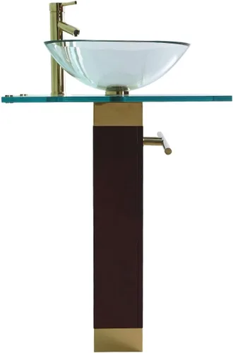Miniatura 7 de Renovators Supply Manufacturing Bohemia Combo de Lavabo de Pedestal de Vidrio Moderno Encimera de Vidrio Templado Cristalino Transparente Tocador