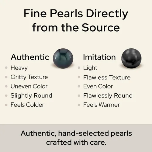 Miniatura 6 de The Pearl Source Tahitian Pearl Stud Earrings for Women, Genuine Cultured Black Pearls in 14K White and Yellow Gold, Hypoallergenic Jewelry