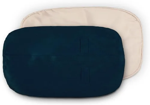 Miniatura 26 de Lumaland Funda exterior de microgamuza de lujo para puffs, lavable a máquina, funda para puf de 3 pies con incrustaciones en funda negra e