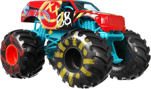 Hot Wheels Monster Trucks, camión monstruo de gran tamaño, camión de juguete fundido a presión a escala 1:24 con ruedas gigantes y diseños geniales