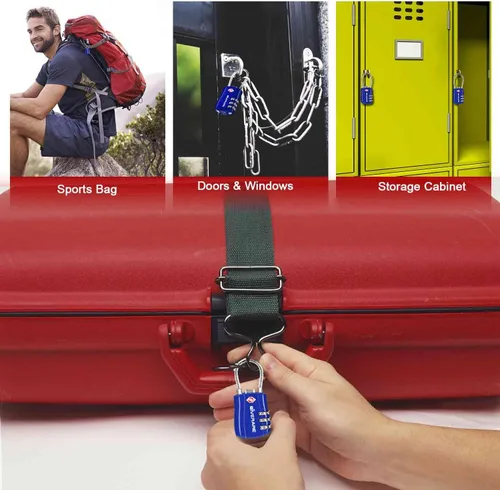 Miniatura 7 de GIVERARE Paquete de 2 cerraduras de equipaje aprobadas por la TSA, cerradura de cable de viaje combinada, candados de 3 dígitos reconfigurables
