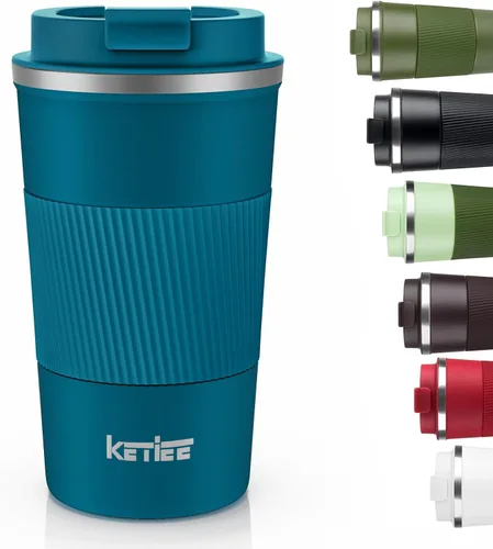 Miniatura 14 de KETIEE Taza de café de 12 oz: Taza de café con aislamiento al vacío y tapa a prueba de fugas, taza de viaje de acero inoxidable con doble pared