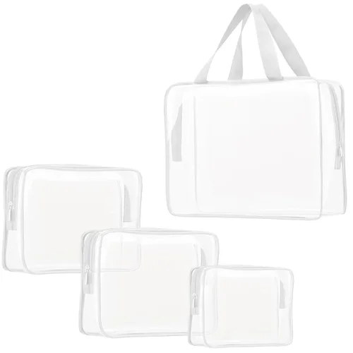 Miniatura 13 de Kit de 3 piezas de bolsas de artículos de aseo de viaje de PVC cristalino para mujeres y hombres, organizador de embalaje de vinilo impermeable