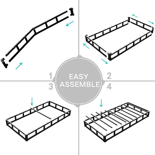Miniatura 4 de Vehowy - Somier de 4 Pulgadas para Cama Individual, Somier de Tamaño Individual Únicamente, Base de Colchón Resistente, Base de Cama Metálica