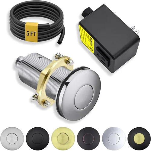 Miniatura 18 de Kit de interruptor de aire para eliminación de basura BESTILL - Certificado UL, botón de presión de 3.6" de largo en acero inoxidable con acabado