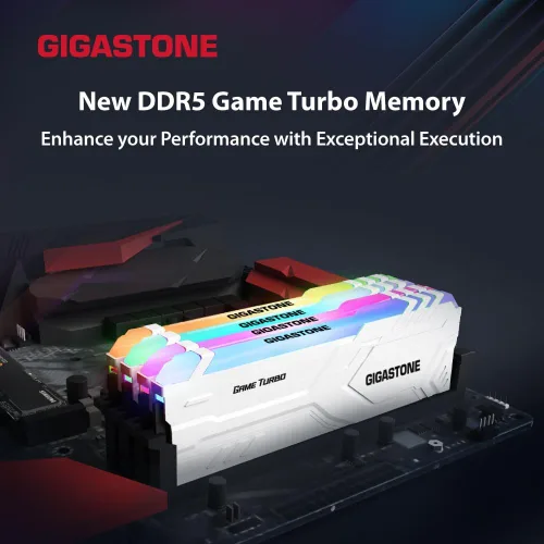 Miniatura 2 de 【RAM DDR5 RGB】 GIGASTONE Game Turbo Kit de 32 GB (2 x 16 GB) DDR5 6400 MHz PC5-51200 CL40-40-40-84 Intel XMP 3.0 AMD Expo 1.35V UDIMM 288 Pin sin