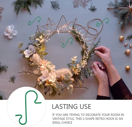 Miniatura 2 de DOITOOL 150 ganchos de adorno de Navidad, ganchos verdes para adornos de árbol de Navidad, ganchos de alambre de metal en forma de S para bolas