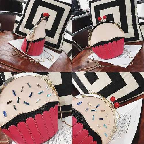 Miniatura 7 de QZUnique Bolso cruzado de la forma de la comida Bolso del cuerpo de la PU del bolso de la historieta del helado del bolso del bolso del bolso
