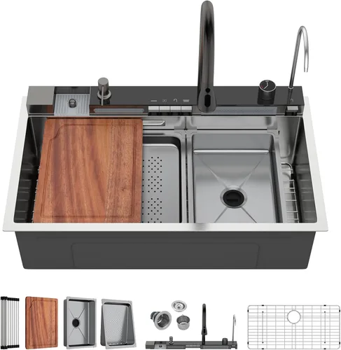 Miniatura 68 de Fregadero de cocina para exteriores, 21 x 20 pulgadas, fregadero de barra para exteriores, fregaderos de cocina de acero inoxidable de montaje