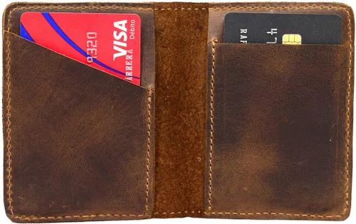 Miniatura 2 de Hide & Drink, Cartera plegable de cuero, capacidad para hasta 8 tarjetas más billetes plegados, cartera minimalista de viajero, organizador, cartera