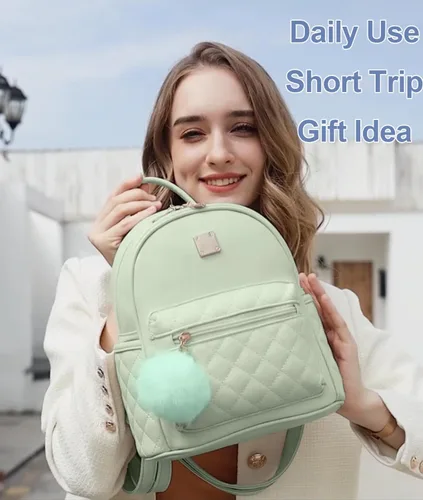 Miniatura 38 de Mini mochila de moda para niñas, bolso pequeño lindo de cuero a cuadros para mujer, mochilas pequeñas, Negro -, Mini mochila de moda para niñas