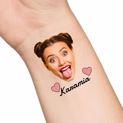 Miniatura 10 de Tatuajes temporales personalizados con texto de nombre, tatuaje temporal personalizado con logotipo fotográfico para adultos, parejas, mujeres