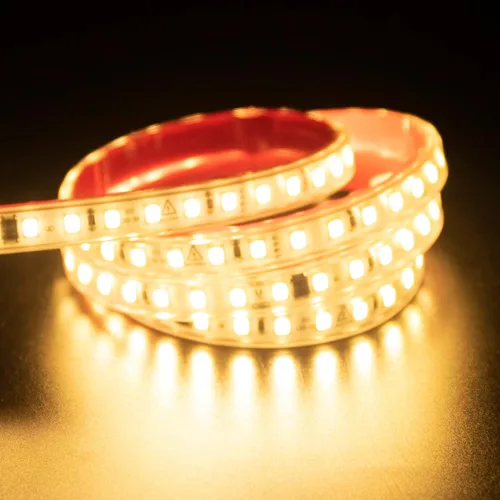 Miniatura 12 de Tira de luces LED AC 110V 2 metros blanco cálido 3000K SMD 2835 cinta LED cortable 6.56 pies adhesiva IP67 impermeable 120 voltios 2M
