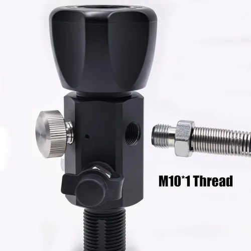 Miniatura 4 de Adaptador de Estación de Llenado de Válvula DIN 4500psi/300bar con Manguera de 20 Pulgadas y Medidor Dual para Cargar Tanque de Buceo, Paintball