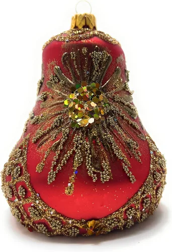 Miniatura 4 de Adorno de campana de Navidad de vidrio soplado de 4 pulgadas (estrella de fuego)