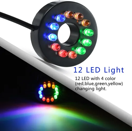 Miniatura 2 de Bomba de agua sumergible de 220 GPH (800L/H, 15W), ultra silenciosa, 12 luces LED coloridas con 2 boquillas, cable de alimentación de 6 pies