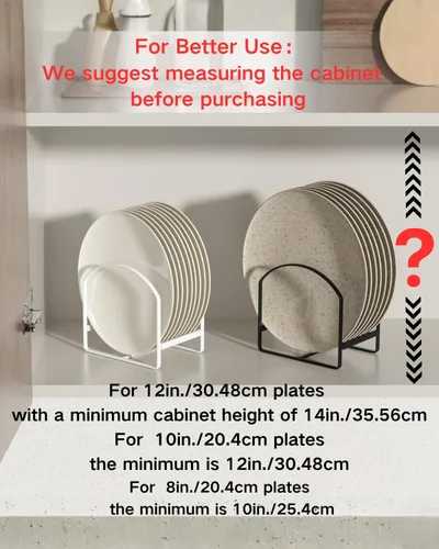 Miniatura 6 de LINFIDITE Paquete de 2 soportes organizadores de platos de cocina para gabinete, ahorrador de espacio, estante de almacenamiento de platos Negro