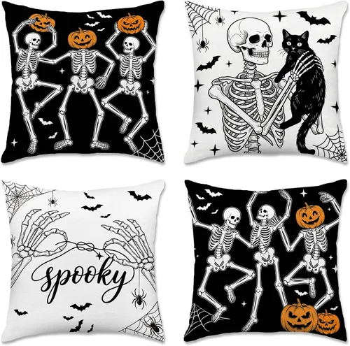Miniatura 33 de pinata Juego de 4 fundas de almohada de otoño de 18 x 18 pulgadas, almohadas decorativas de otoño para sofá, hogar y exterior, decoración de otoño