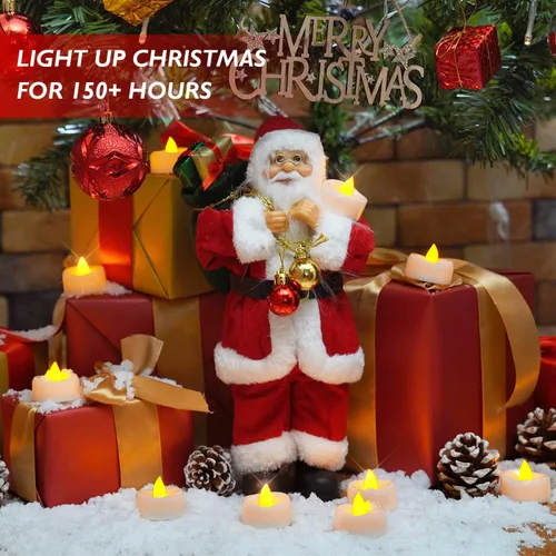 Miniatura 8 de merrynights - Velas LED sin llama, paquete de 12 velas pequeñas a pilas, velas para decoración de fiestas, hogar, bodas y otoño, 1.5 x 1.25 pulgadas