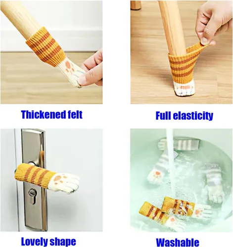 Miniatura 7 de 16 calcetines de silla de gato para patas de silla, protectores de suelo de patas de gato, calcetines para patas de silla para suelos de madera dura