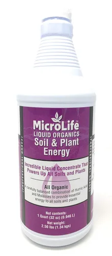 MicroLife Soil & Plant Energy Concentrado orgánico líquido de ácido húmico/fúlvico y melaza en aerosol foliar o estimulador de raíces, 1 cuarto de