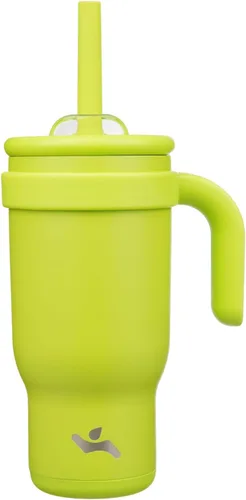 Miniatura 56 de Konokyo Vaso de 14 onzas con asa lateral, botella de agua aislada con popote y tapa 2 en 1, taza de acero inoxidable, taza de café de viaje