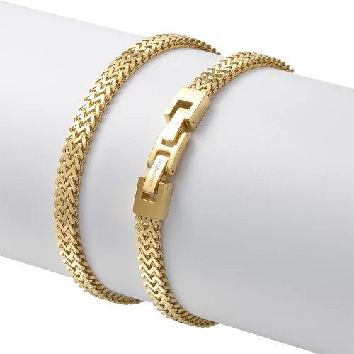 Miniatura 4 de Geoffrey Beene Mens Stainless Steel Double Franco Chain Bracelet with Extension