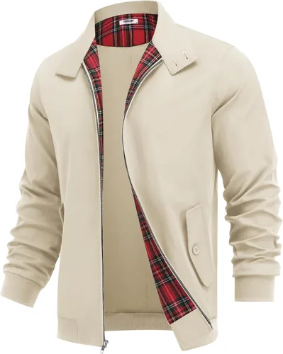 Miniatura 11 de COOFANDY - Chaquetas ligeras para hombre, chaqueta casual de estilo cortavientos con cremallera, cuello parado, chaqueta de golf elegante