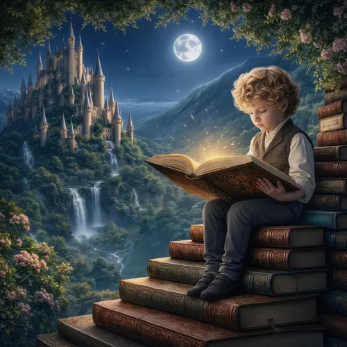 Hermoso libro valle rompecabezas para adultos, 1000 piezas de naturaleza, bonita luna, cascada de paisaje, rompecabezas escénico de castillo de