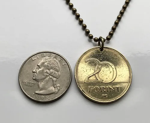 Miniatura 5 de 1994 Hungary Magyar 20 Forint coin pendant jewelry Hungarian iris flower Budapest Debrecen Szeged Miskolc Pécs Gyr Óbuda Tolna Matyó Hollók