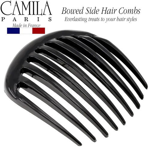 Miniatura 4 de Camila Paris CP2873 Peine lateral francés pequeño redondeado, negro, peines de pelo con giro francés, pinzas de pelo de sujeción fuerte para mujer