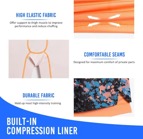 Miniatura 2 de maamgic Pantalones cortos de entrenamiento para hombre 2 en 1, elásticos de 5 pulgadas, entrepierna de 5 pulgadas, pantalones cortos para correr