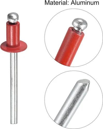 Miniatura 4 de uxcell Remaches ciegos de aluminio, 0.157 in x 0.236 in (5/32 pulgadas x 15/64 pulgadas), remache de extremo abierto, cabeza redonda plana para unir