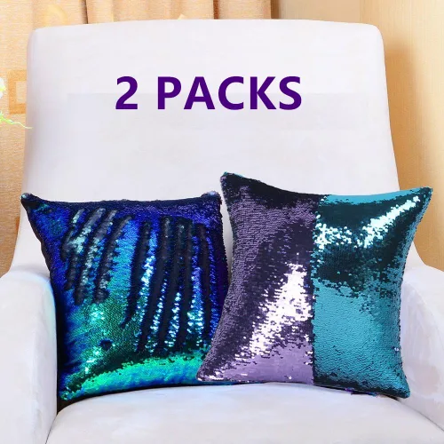 Miniatura 28 de MOCOFO Fundas de almohada decorativas de lentejuelas mágicas reversibles 16x16-2 de plata a oro + 2 de oro a negro de ante premium para habitación 4