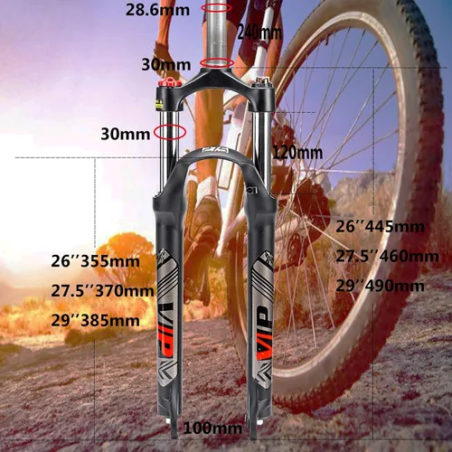 Miniatura 3 de BUCKLOS MTB Horquilla de suspensión 26/27.5/29 pulgadas, 1.126 in tubo recto primavera horquilla delantera QR 0.354 in viaje 3.937 in bicicleta