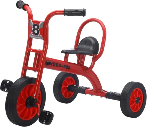 Miniatura 10 de Triciclo para niños de 3 a 8 años, bicicleta de triciclo doble para niños, bicicleta tándem para guardería preescolar al aire libre con neumáticos