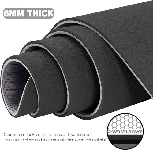 Miniatura 3 de UMINEUX Tapete de yoga grande para hombres y mujeres de 1/4 y 2/5 pulgadas, extra grueso, TPE para entrenamiento en casa, gimnasio, antideslizante