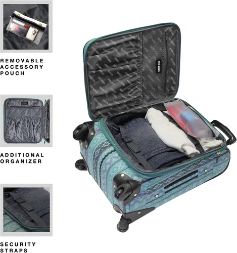 Miniatura 4 de Steve Madden Colección de equipajes de diseñador, 3 piezas Softside expansible ligero, juego de viaje incluye bolsa debajo del asiento, 20 pulgadas