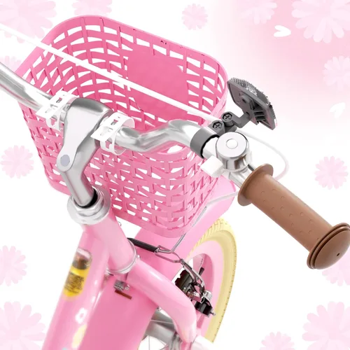 Miniatura 8 de Glaf Bicicleta para niñas de 12, 14, 16, 20 pulgadas, con ruedas de entrenamiento para niños de 2 a 12 años, bicicleta con cesta y asiento