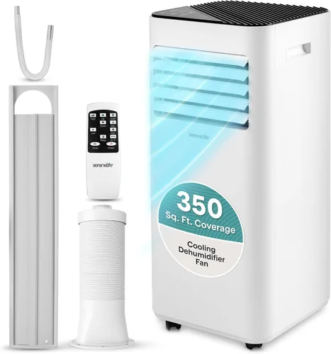 SereneLife Portable Air Conditioner 8000 BTU | 3-in-1 Cooling, Fan and Dehumidifier | 24-H Timer with up to 350 sq ft Coverage | AC Unit for