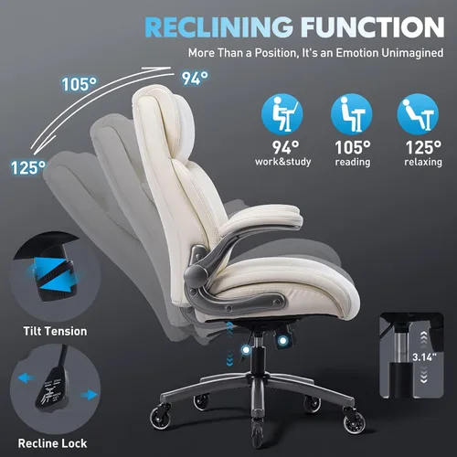 Miniatura 8 de MALOL Sillas ergonómicas de oficina de piel sintética de 300 libras, silla ejecutiva de respaldo alto y para computadora para el hogar con soporte